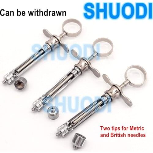 1 piece Dental INTRALIGAMENTAL Syringe Stainless Steel Dentist Surgical Instrument Cavity Injection Tool with Two tips