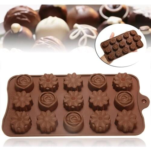 Cavity Silicone Flower Rose Chocolate Mold Cake Soap Candy Fondant Mold Baking Ice Tray Mold DIY Handmade Chocolate Mold
