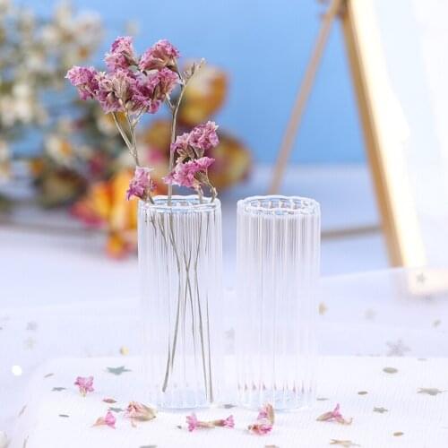 2Pcs 1:12 Dollhouse Miniatures Glass Vase Model Doll House Flowerpot Vase Decor