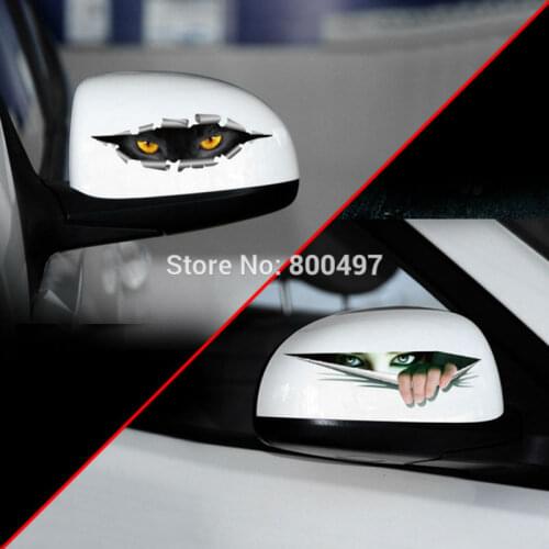2 x Newest Design Creative Car Styling Cat Peeping Eye Decal Decoration Accessories for Tesla Volkswagen Renault Opel Lada