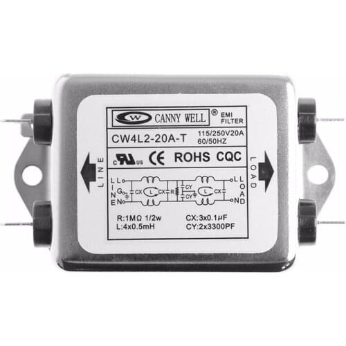 AC 220V 50/60 HZ Power EMI Filter CW4L2-20A-T Monophasic Enhanced