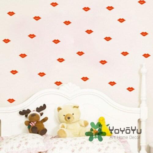Women Lips Pattern 36 PCS Home Bedroom DIY Wall Decal Girls sexy Lips Bedroom Removable Sticker Art Home Decor adesivo NY-131