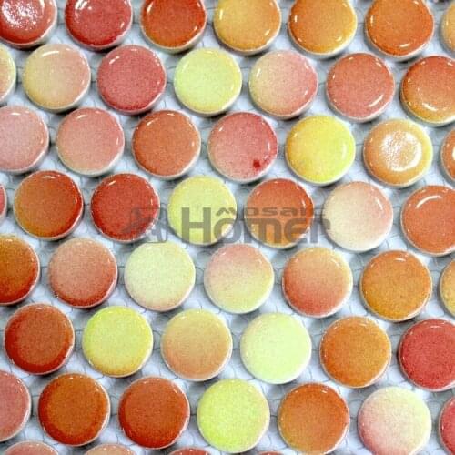 Shipping free! orange ceramic mosaic tiles round 19mm bathroom shower mosaic tiles, HME7026, kitchen backsplash bathroom shower