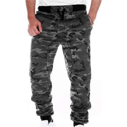 Camouflage Skateboarding Pants For Male Fashion Casual Slim Pants Mans Middle Waist Fitness Pants Trousers For Men