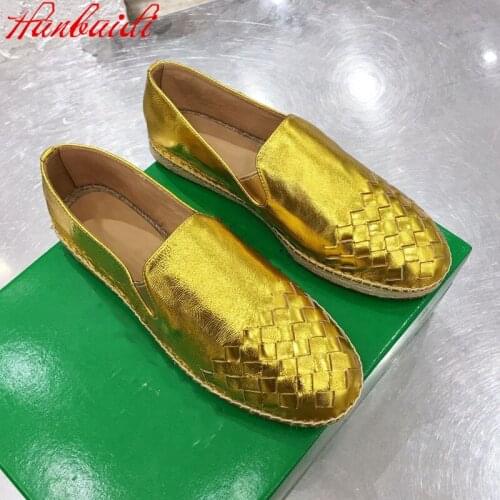 Designer brand leather hand-sewn hemp rope trendy woven fisherman shoes Slip On Women Outfit Sneakers Runway Party Dress Flats