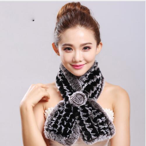 Hot selling Winter Scarf For Women Real Rex Rabbit Fur Scarves Female Genuine Fur Shawl natural fur scarf