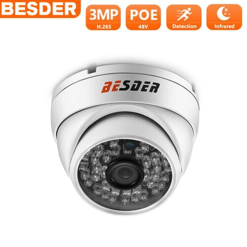 BESDER H.265 3MP 2MP Vandal-proof IP Camera Outdoor Onvif P2P RTSP 30M Night Vision CCTV Security Camera DC12V 48V POE Optional