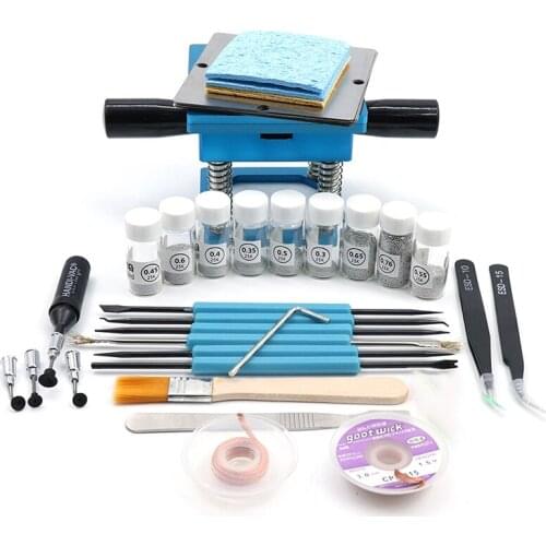 Bga Reballing Kit 90Mm Aluminium Alloy Mesh Bga Reballing Station With Hand Shank Bga Universal Stencil + 10Pc Bga Solder Ball