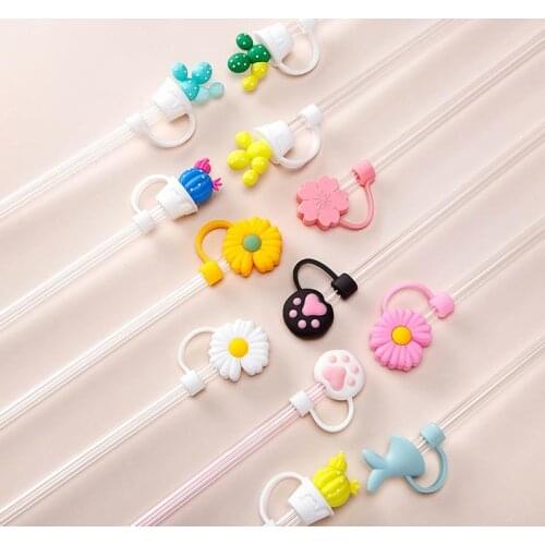 Creative Silicone Straw Tips Cover Reusable Drinking Dust Cap Splash Proof Plugs Lids Anti-dust Tip for 7-8 mm Straws SN534