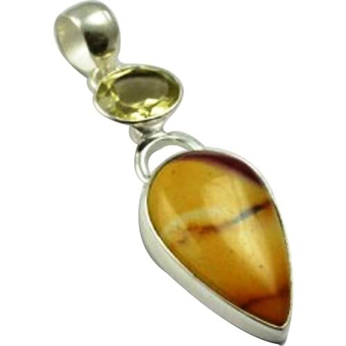 Lovegem Nature Mookaite & Citrine Pendant 925 Sterling Silver , 49.2 mm, MHBAP4655