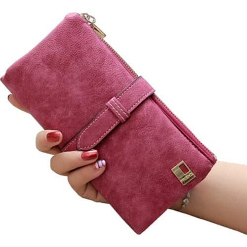 Fashion Luxury Brand Women Wallets Matte Leather Wallet Female Coin Purse Wallet Women Card Holder Wristlet Money Bag Small Bag