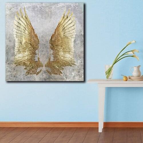 Large size Printed Wall Art Pictures For Living Room Home Decor Abstract Golden Wings Canvas Oil Painting Printed Unframe