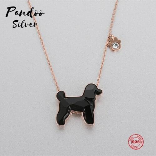 PANDOO Fashion Charm Pure 925 Silver Original 1:1 Copy, Poodle Cute Funny Pendant Necklace Female Luxury Jewelry Gifts