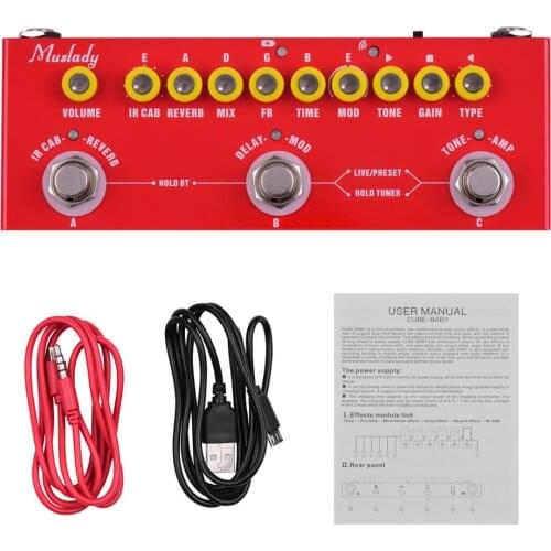 Muslady CUBE BABY Portable Multi-functional Electric Guitar Combined Effect Pedal Built-in Battery with Phone Recording Wireless