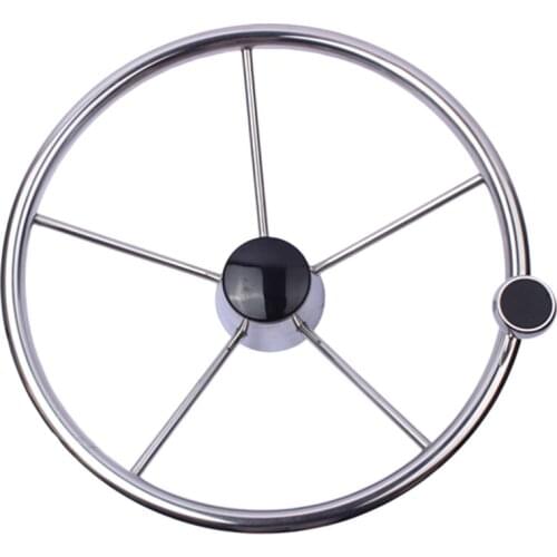 13-1/2 Inch Boat Steering Wheel Stainless 5 Spoke 25 Degree With Knob Heavy Duty Marine Boat Accessories Marine For Marine Yacht