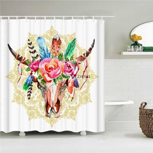 Bohemian Shower Curtains Bathroom Shower Curtain 3D Fabric Bath Curtain With Hooks Flower Sunflower Waterproof Bath Screen