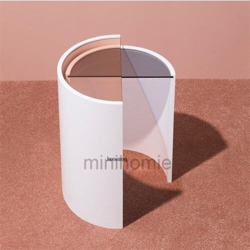 Nordic Round Table Modern Minimalist Home Furniture Luxury White Glass Sofa Cabinet Decorative Side Table Coffee Table mc