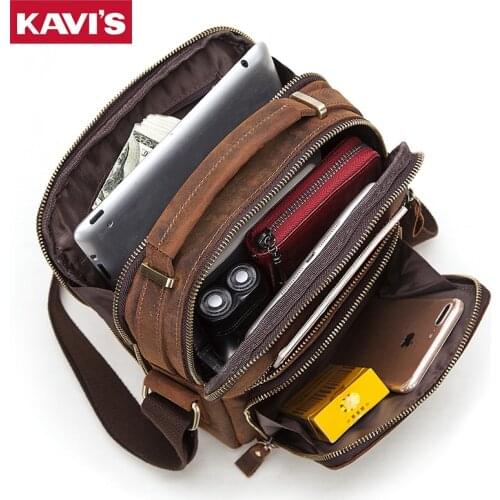 KAVIS Crazy Horse handbag Crossbody Leather Men Messenger bag for Briefcase Male Sling O handles Tote and Purses Shoulder Bolsas