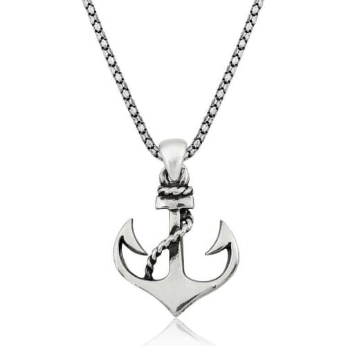 Tevuli 925 Sterling Silver Sea Anchor Male Necklace