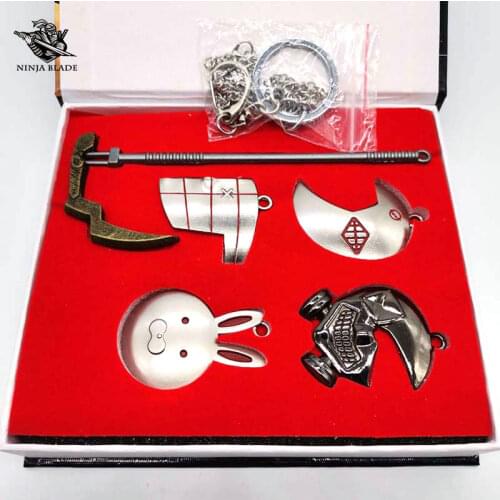 Tokyo Ghoul Kaneki Ken Touka Kirishima Mask Juuzou Suzuya Scythe Weapon Gift Box Metal Necklace Badge Anime Collection