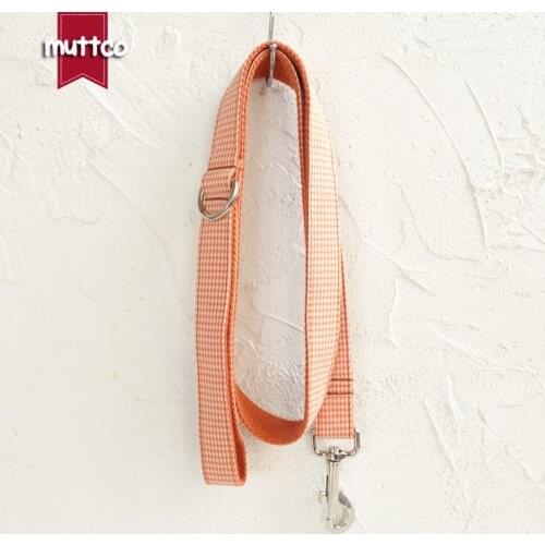 MUTTCO unique design fashionable bow tie handmade dog leash ORANGE TINY PLAID dog leash 5 sizes UDL105