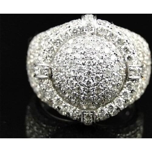 Gorgeous Men Rings Natural Cubic Zirconia White Crystal Shine Rings Wedding Engagement Anniversary Gift For Men Jewelry
