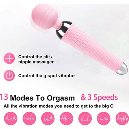 Waterproof Rechargeable Silicone Wand Massager AV Vibrator Multi-Frequency Sex Toy For Women Female Masturbation Clit Stimulator