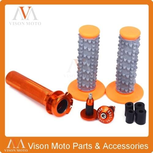Billet 7/8" 22MM Throttle Clamp Twist Tube & Handlebar Cap Plugs & Grips For KTM SX250F XC250F SXF250 XCF250 EXC250F XCF250W