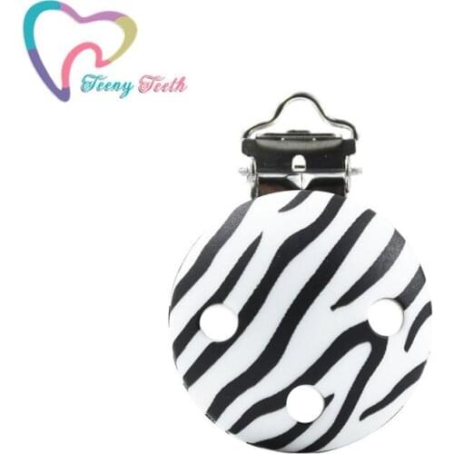 1 PC New Clip Zebra Printed Silicone Beads Pacifier Clip Making Baby Teething Necklace Accessories Clip Nipple Clasps Teether