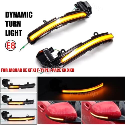 2X For Jaguar XE XF XJ F-TYPE XKR I-PACE X250 X260 Flowing Turn Signal Light LED Side Wing Rearview Mirror Dynamic Indicator
