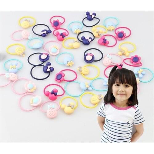 600pcs/lot DIY Simple Baby Resin Scrub Cartoon Rubber Bands Elasticity Environment Hair Bands Styling Tools Accessories HA1451
