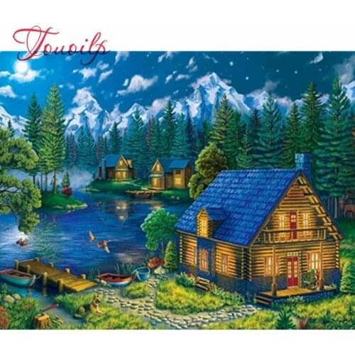 Diamond painting Lake Forest Cabin diamond embroidery sale cross-stitch christmas decorations for home