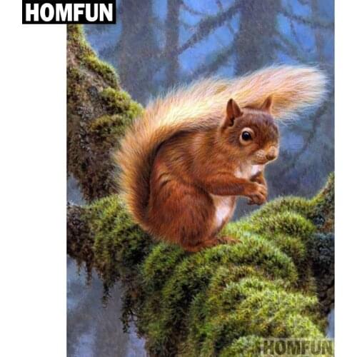 HOMFUN Full Square/Round Drill 5D DIY Diamond Painting "Forest squirrel" 3D Embroidery Cross Stitch 5D Home Decor A00692