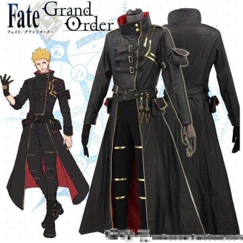 Anime! Fate Grand Order FGO Gilgamesh Glittering Ceremonial Gothic Trench Uniform Cosplay Costume Halloween Suit Free Shipping