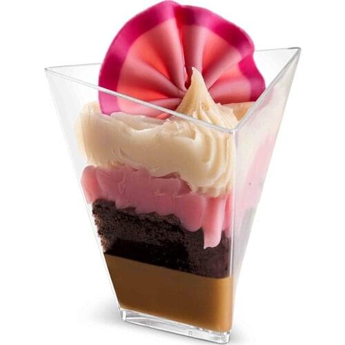 Free Shipping Party Wedding Supplies, 87*65mm/90ml Disposable Clear Mini Torcente Dessert Cup, 50/Pack