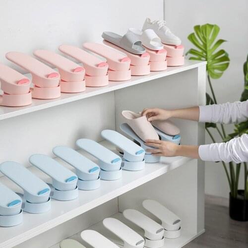 Double-Layer Shoe Shelf Household Shoe Cabinet Storage Shoe Artifact Shoe Rack Small Commodity Shelf White/Green/Blue/Pink
