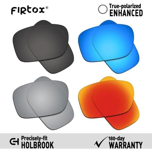 Firtox True UV400 Polarized Lenses Replacement for-Oakley Holbrook OO9102 Sunglasses (Lens Only) - Black+Titanium+Red+Blue