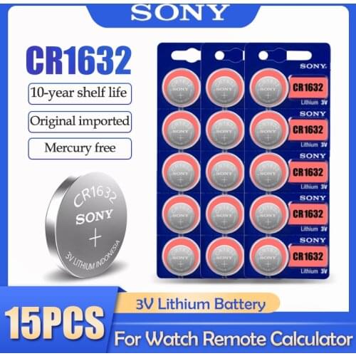 15pcs/lot Sony CR1632 CR 1632 LM1632 BR1632 ECR1632 3V Lithium Battery For Watch Car Key Remote Scale Button Coin Cell Battery