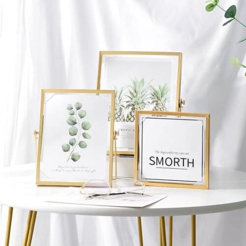 Picture Frame Metal Golden Photo Frame Classic Minimalist Desktop Decor Pleixglass Inside Certificate Frame