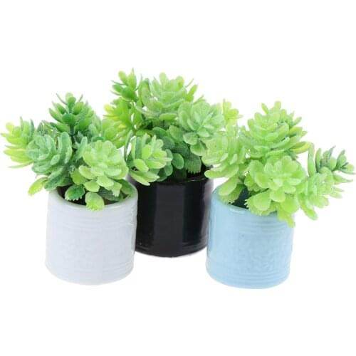 Miniature Fake Plant Flower ceramics Bottle Flower Arrangement Dollhouse Furniture Miniatures 1:12 Accessories