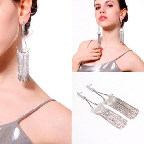 Fashion Big Wheat Ear Shaped Eardrops Chain Tassel Earring Drops & Studs