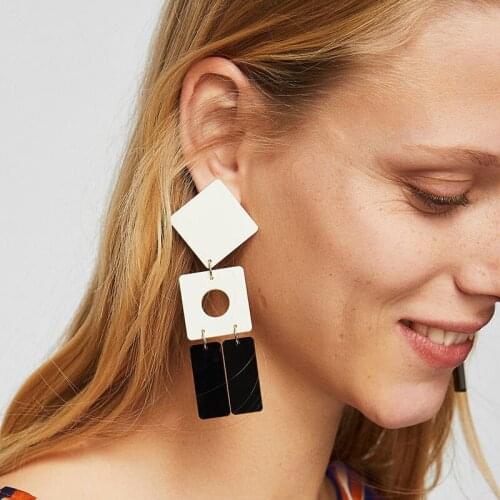 Fashion Acid Acrylic Resin Earrings Dangle Square Earrings for Women Long Pendant Earrings Fashion Jewelry