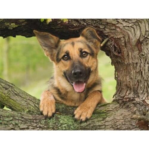 Animal German Shepherd DIY Cross Stitch Embroidery 11CT Kits Craft Needlework Set Cotton Thread Printed Canvas Home Room