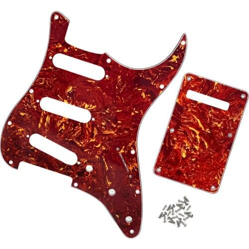 Set of Red Tortoise 11 Hole SSS ST Pickguard Scratch Plate Back Plate Tremolo Cover with Screws for Electric Guitar