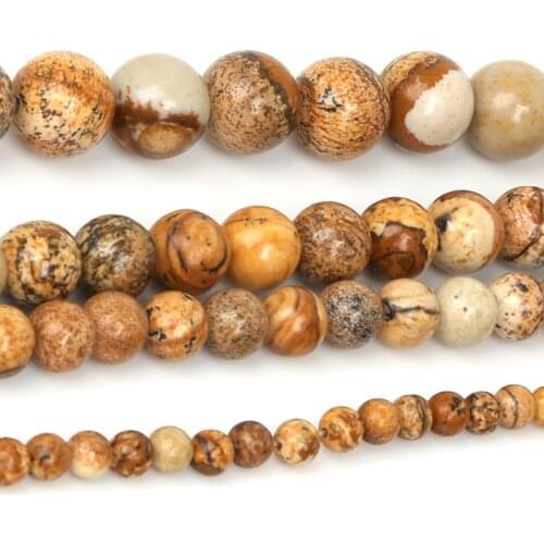 NiceBeads Natural Stone Unakite/Picture Round Loose Beads 15" Strand 4 6 8 10 MM Pick Size For Jewelr