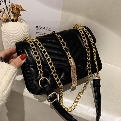 New Small Black PU Leather Handbags for Women 2021 Simple Fashion Chain Shoulder Bag Lady Luxury Crossbody Bag Female Purses