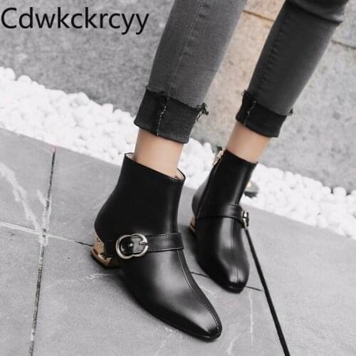 Winter The New fashion Round head Thick heel Martin boots student black Handsome Plus velvet Keep warm High heel Women boots