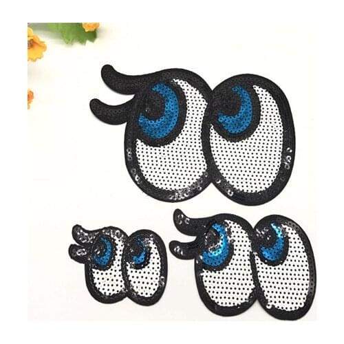 New Eye With Sequined Patches Fashion Applique lron on Patch for Clothes Bags DIY Decal Apparel Accessory 1pcs
