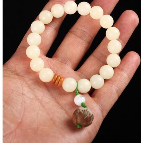 Wholesale White Bodhi Seeds Bracelet For Women Men Natural Tibetan Mala Stone Beads Yoga Jewelry Buddhism Boho Style