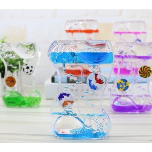 Floating Whale Ball Oil Hourglass Liquid Motion Timer Toy Home Ornament